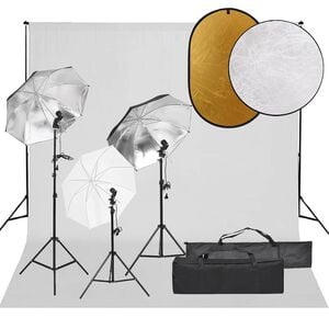 vidaXL Kit de studio photo avec &eacute;clairage toile de fond et r&eacute;flecteur