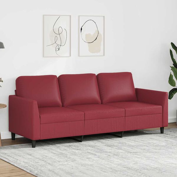 vidaXL Canap&eacute; &agrave; 3 places Rouge bordeaux 180 cm Similicuir