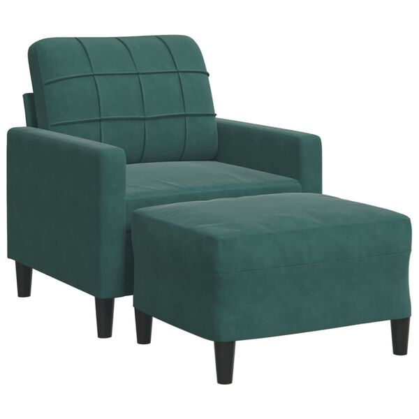 vidaXL Fauteuil avec repose-pied Vert foncé 60 cm Velours