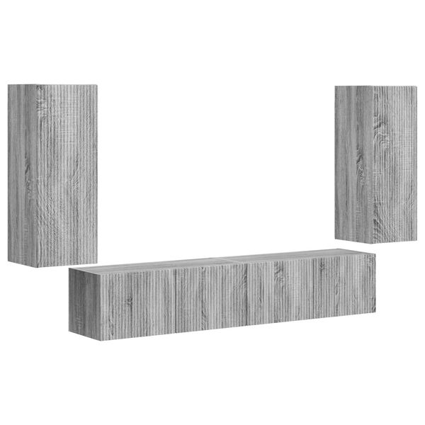 vidaXL Ensemble de meuble TV mural 4 pcs Gris Sonoma Bois d'ing&eacute;nierie