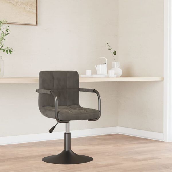 vidaXL Chaise de salle &agrave; manger Gris fonc&eacute; Velours