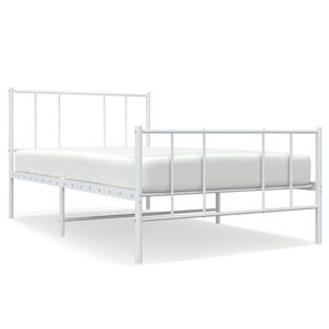 vidaXL Cadre de lit m&eacute;tal sans matelas avec pied de lit blanc 90x190cm