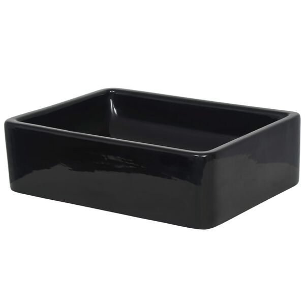 vidaXL Lavabo Céramique Rectangulaire Noir 41 x 30 x 12 cm