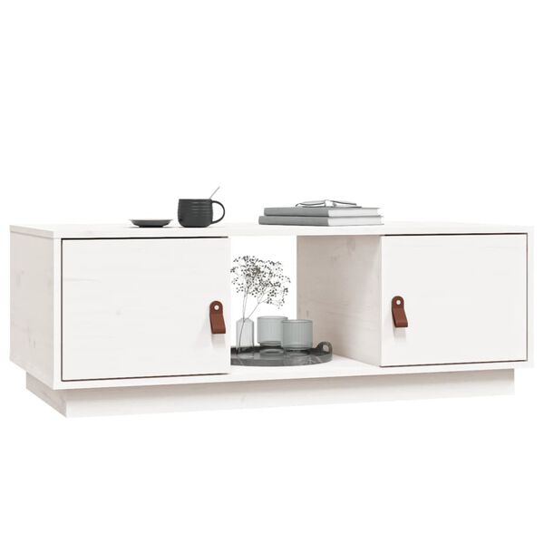 vidaXL Table basse Blanc 100x50x35 cm Bois massif de pin