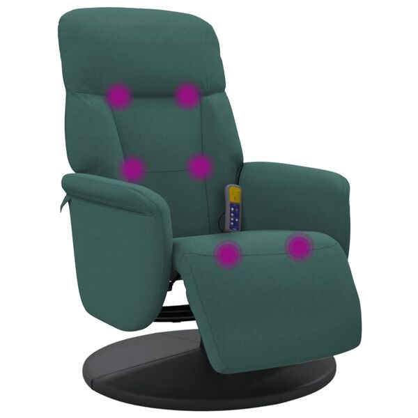 vidaXL Fauteuil inclinable de massage repose-pied vert foncé velours