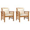 vidaXL Chaises de canap&eacute; et coussins blanc cr&egrave;me lot de 2 Bois acacia