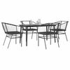 vidaXL Ensemble &agrave; manger de jardin et coussins 5 pcs noir rotin verre