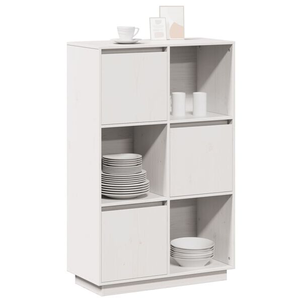 vidaXL Buffet haut Blanc 74x35x117 cm Bois massif de pin