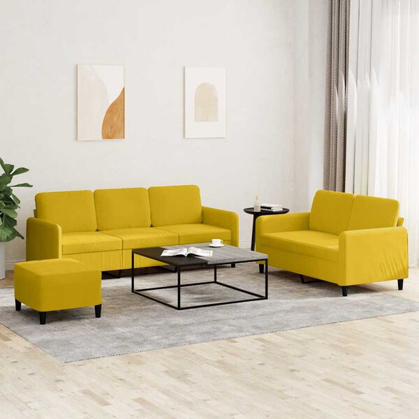 vidaXL Ensemble de canap&eacute;s 3 pcs jaune velours