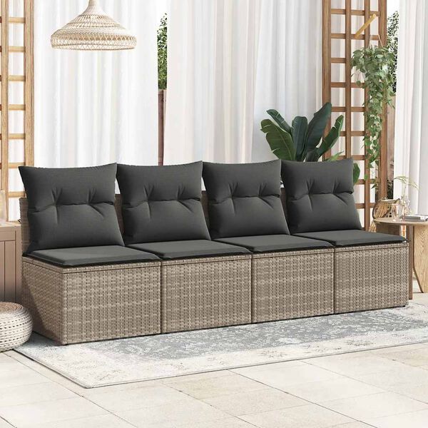 vidaXL Salon de jardin 2 pcs avec coussins gris résine tressée acacia