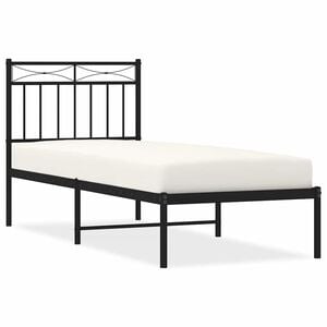 vidaXL Cadre de lit m&eacute;tal sans matelas avec t&ecirc;te de lit noir 75x190 cm