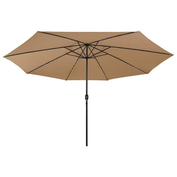 vidaXL Parasol de jardin avec lumi&egrave;res LED et m&acirc;t en m&eacute;tal 400cm taupe