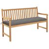 vidaXL Banc de jardin avec coussin gris 150 cm Bois de teck massif