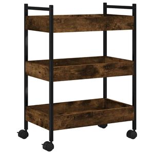 vidaXL Chariot de cuisine ch&ecirc;ne fum&eacute; 50x30x70 cm bois d'ing&eacute;nierie