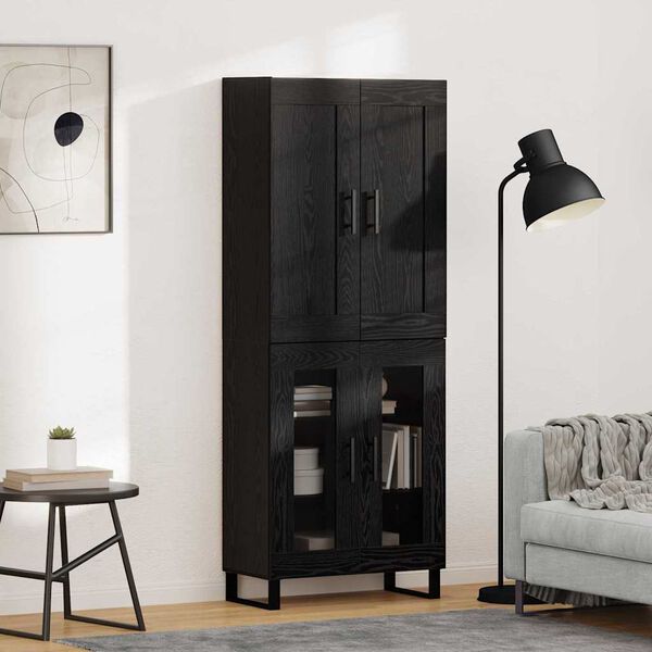 vidaXL Haut Armoire Ch&ecirc;ne noir 69,5 x 34 x 180 cm Bois d'ing&eacute;nierie