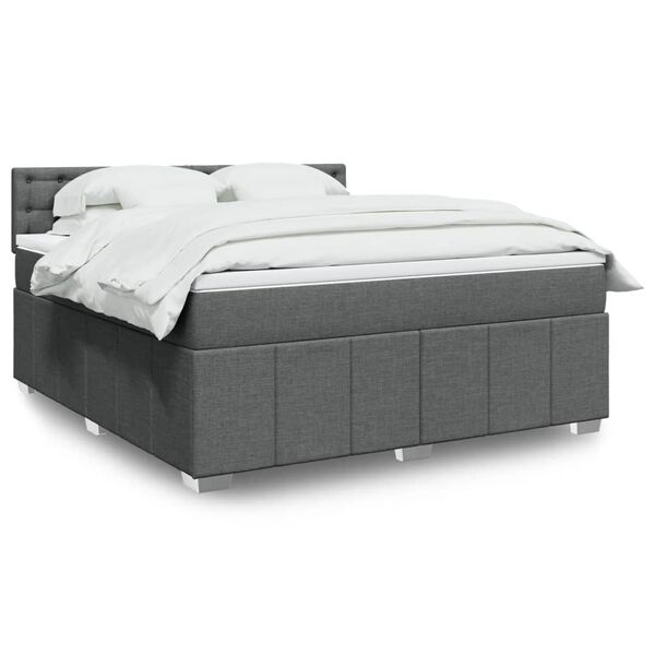vidaXL Sommier à lattes de lit avec matelas Gris foncé 180x200cm Tissu