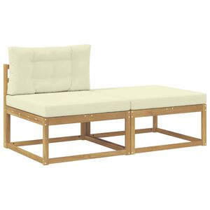 vidaXL 2 Pi&egrave;ce Pouf d'Ext&eacute;rieur Polyester Blanc
