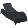 vidaXL Chaise longue avec coussin R&eacute;sine tress&eacute;e Noir