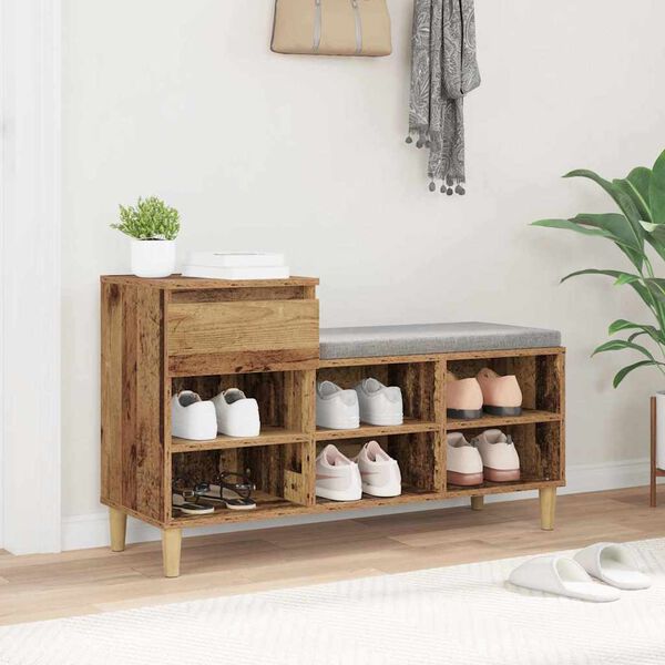 vidaXL Cabinet &agrave; chaussures avec tiroir Bois ancien 102 x 36 x 60 cm