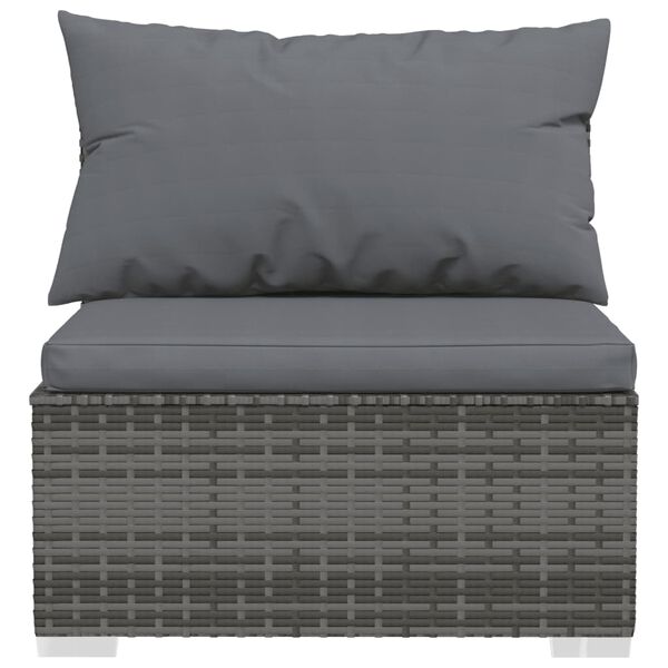 vidaXL Salon de jardin 9 pcs avec coussins R&eacute;sine tress&eacute;e Gris