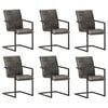 vidaXL Chaises &agrave; manger cantilever lot de 6 gris cuir v&eacute;ritable