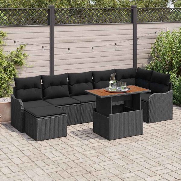 vidaXL Ensemble de canapé de jardin avec coussin 8 pcs Noir