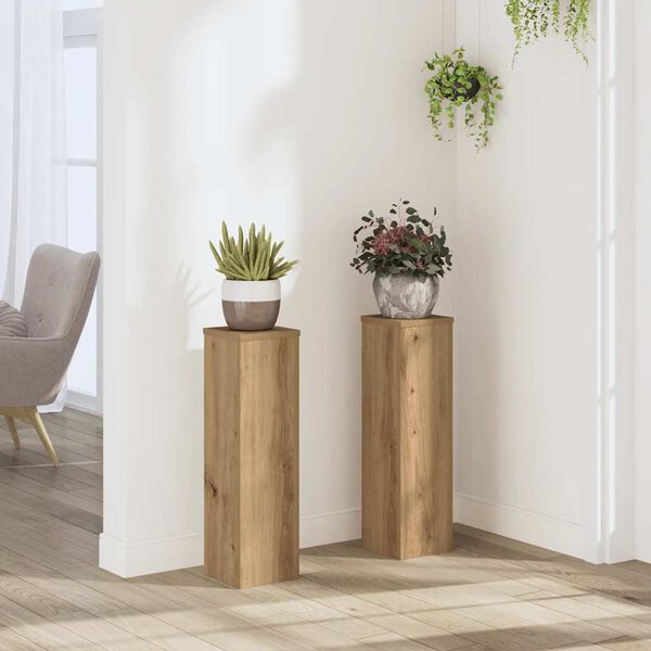 vidaXL Supports pour plantes 2 pcs ch&ecirc;ne artisanal bois d'ing&eacute;nierie