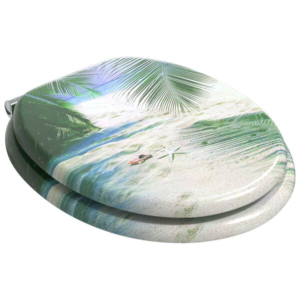 vidaXL Si&egrave;ge de toilette &agrave; fermeture douce Vert 44 x 38 cm Panneau MDF