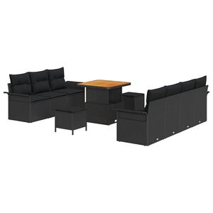 vidaXL Ensemble de canap&eacute; de jardin 10 pc 9 place Noir