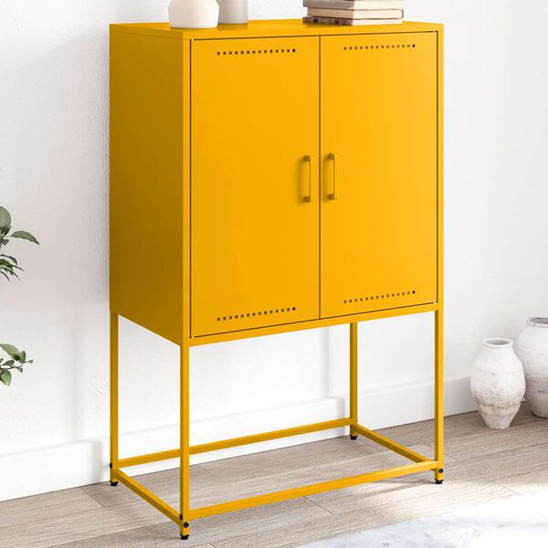 vidaXL Buffet haut jaune moutarde 68,5x38,5x107 cm acier