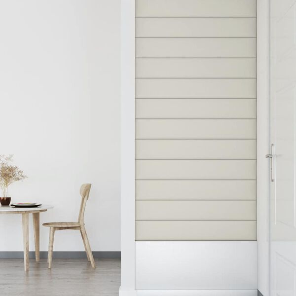 vidaXL Panneaux muraux 12 pcs Cr&egrave;me 90x15 cm Velours 1,62 m&sup2;