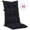 vidaXL Coussins de chaise jardin &agrave; dossier haut lot de 2 carreaux noir