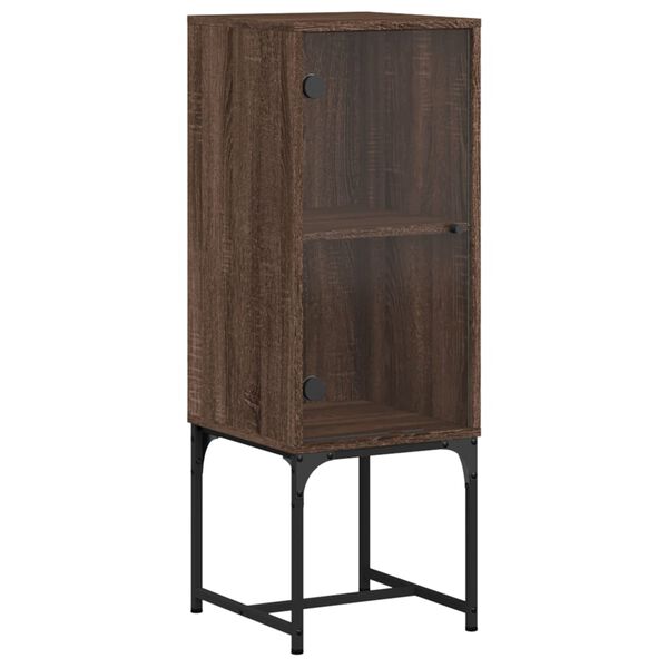 vidaXL Armoire lat&eacute;rale avec porte en verre ch&ecirc;ne marron 35x37x100 cm
