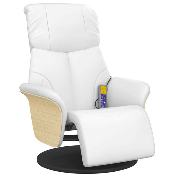 vidaXL Fauteuil inclinable de massage repose-pieds blanc similicuir
