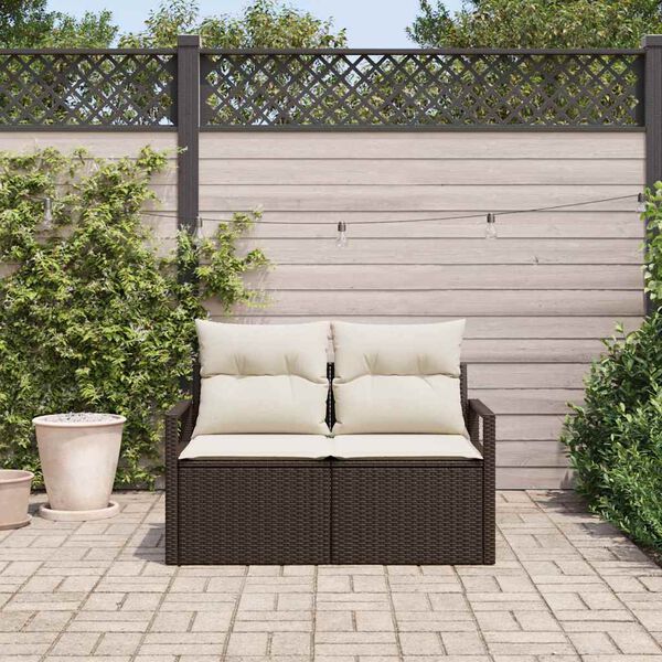 vidaXL Canapé de jardin avec coussin 120 x 62 x 69 cm polyrotin