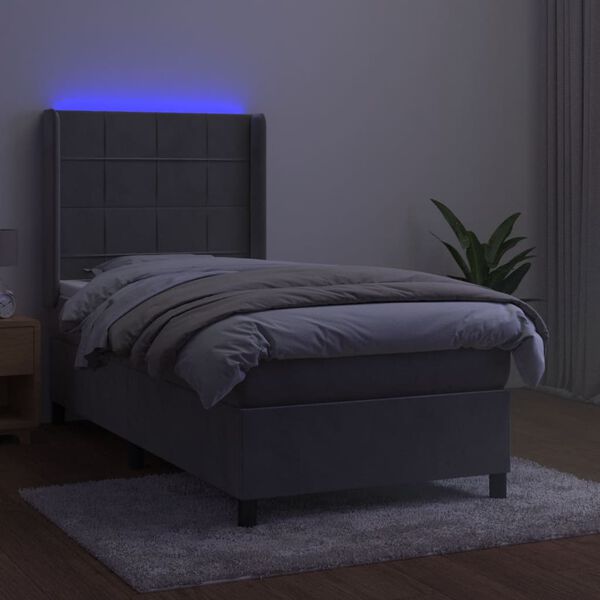 vidaXL Sommier &agrave; lattes de lit et matelas et LED Gris clair 80x200cm