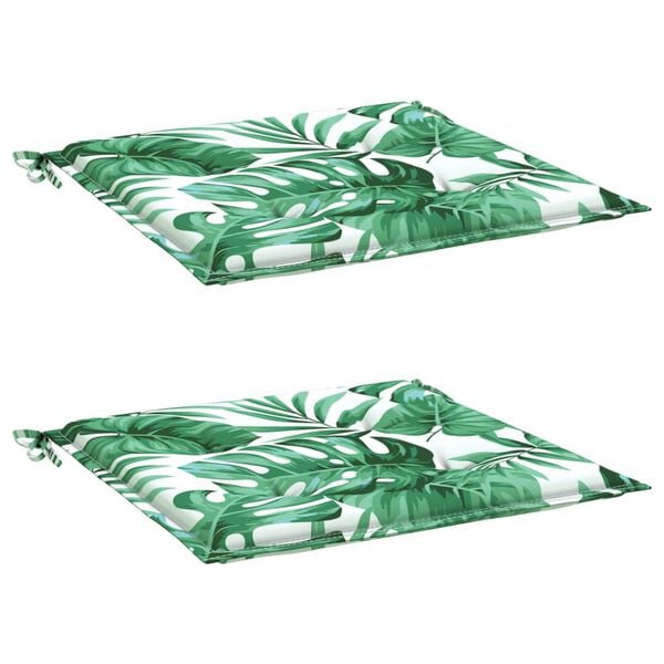 vidaXL Coussins de chaise lot de 2 motif de feuilles 40x40x4 cm tissu