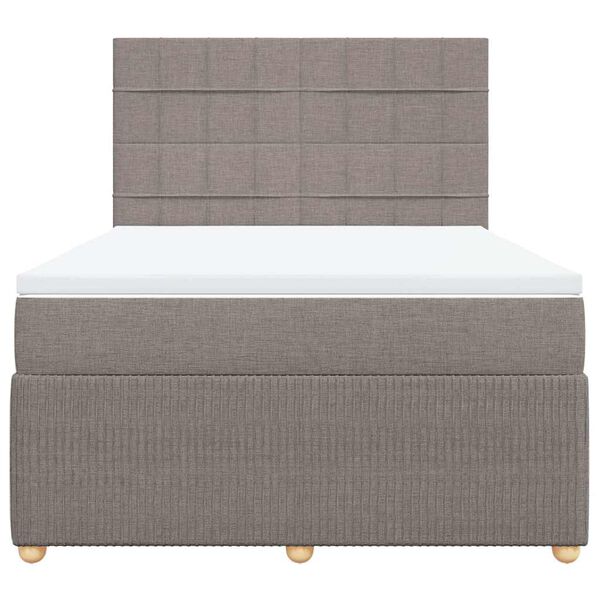 vidaXL Sommier &agrave; lattes de lit avec matelas Taupe 160x200 cm Tissu