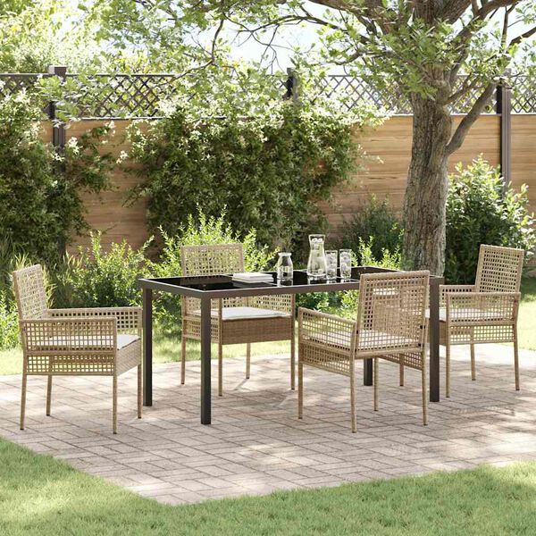 vidaXL Ensemble de salle &agrave; manger pour jardin 5 pcs Beige polyrotin