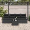 vidaXL Ensemble de Canap&eacute;s avec coussin 5 pcs Noir polyrotin