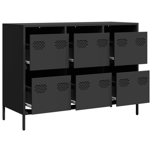 vidaXL Buffet noir 101,5x39x73,5 cm acier lamin&eacute; &agrave; froid