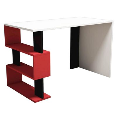 Homemania Bureau d'ordinateur Snap 120x60x75 cm Blanc, noir et rouge