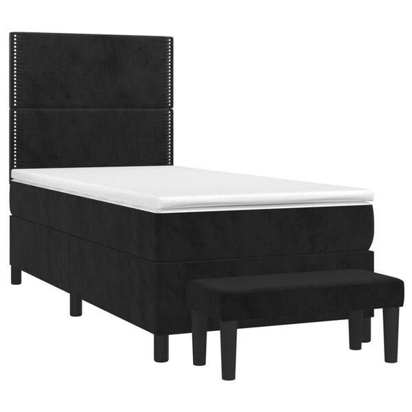 vidaXL Sommier &agrave; lattes de lit avec matelas Noir 90x190 cm Velours