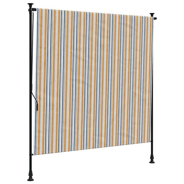 vidaXL Store roulant d'ext&eacute;rieur jaune et blanc 200x270 cm tissu acier