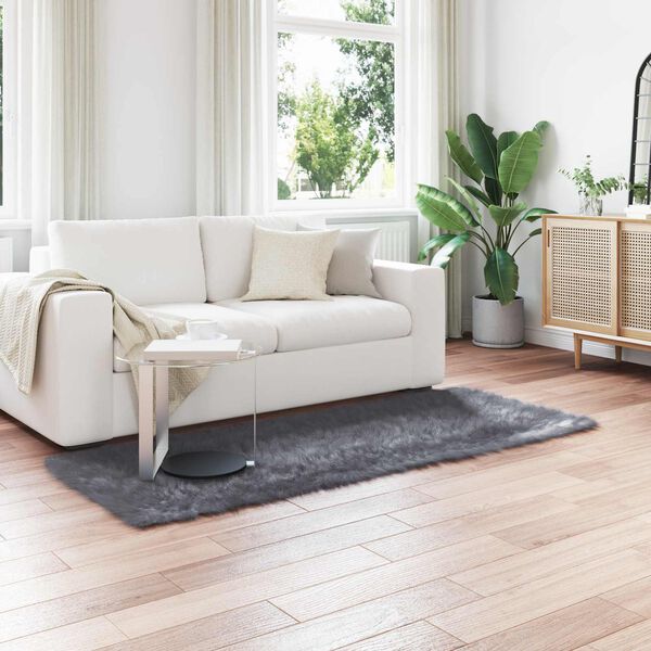 vidaXL Tapis en fausse Tafalla Anthracite 80 x 200 cm Polyester