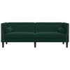 vidaXL Canap&eacute; Chesterfield avec traversins 3 places vert fonc&eacute; velours