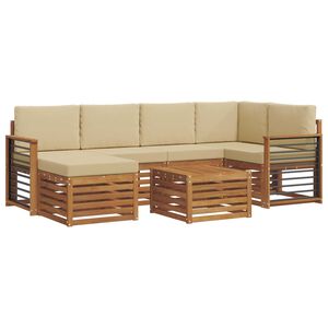 vidaXL Ensemble de canap&eacute; d'angle avec coussin 7 pcs Naturel et Beige