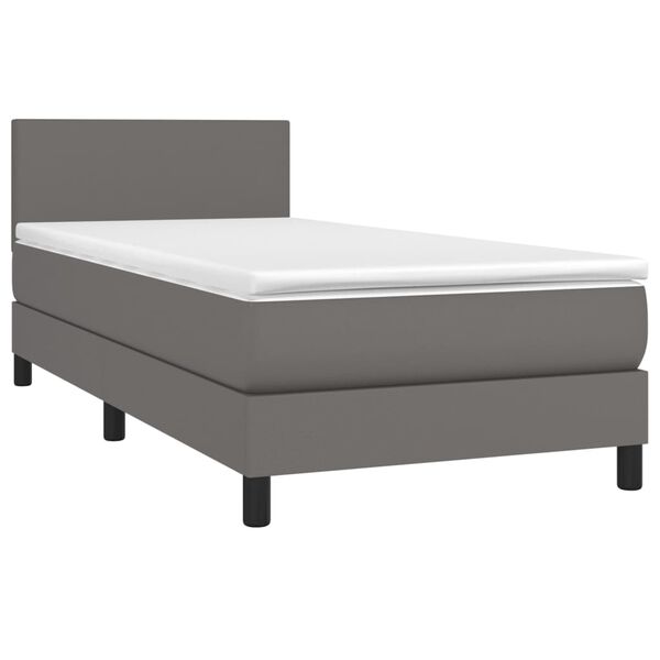 vidaXL Sommier à lattes de lit avec matelas Gris 80x200 cm Similicuir