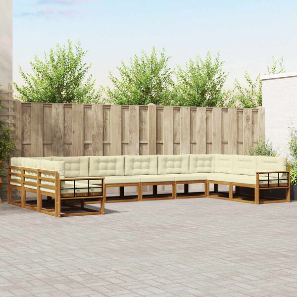 vidaXL Ensemble de canap&eacute;s d'ext&eacute;rieur 10 pcs Naturel et Cr&egrave;me