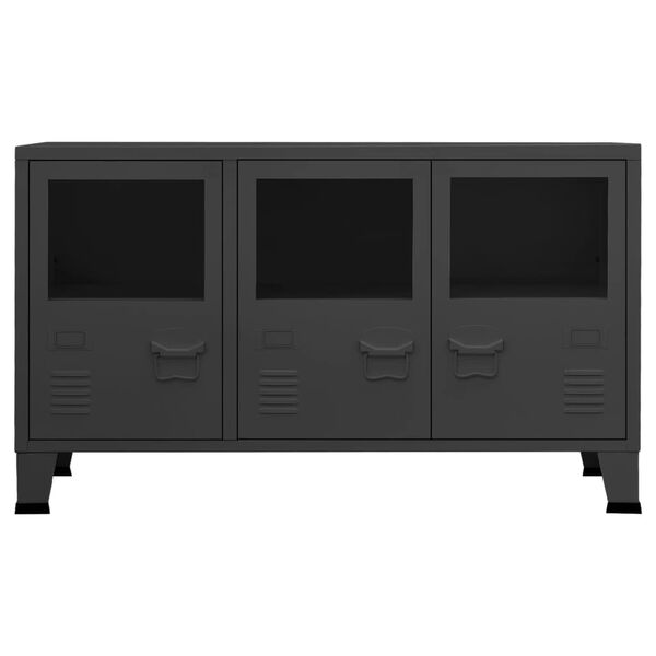 vidaXL Buffet industriel Anthracite 105x35x62 cm Métal et verre